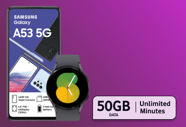 Samsung Galaxy A53 - 50GB Unlimited mins