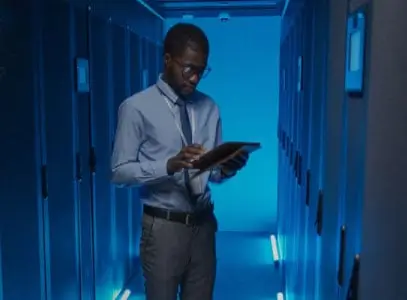 Man in server room