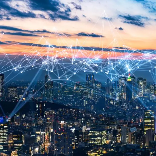 global network in city scape