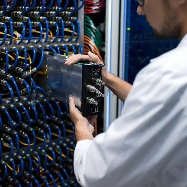 man working on a server