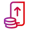 coins and phone uploading icon