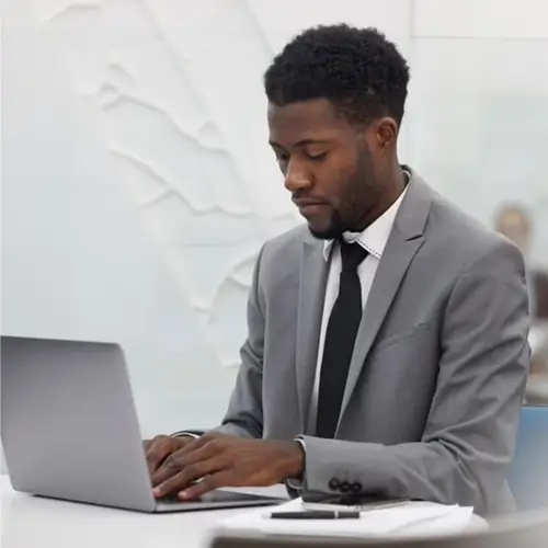 Man working on laptop