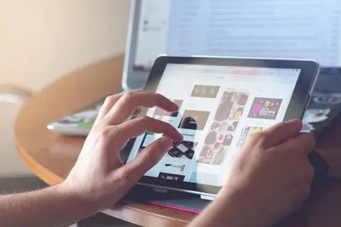 Person working from a tablet