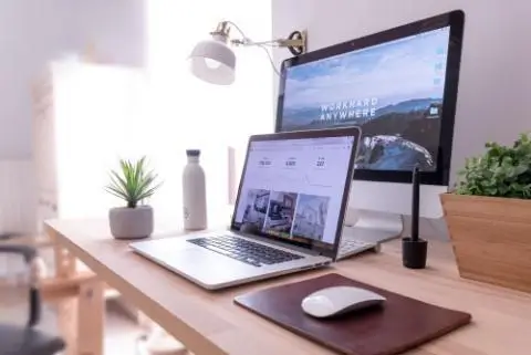 laptop and extra screen on a desk