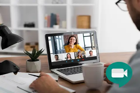 man talking on a google meet meeting