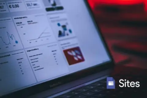 laptop with Google Sites open on screen