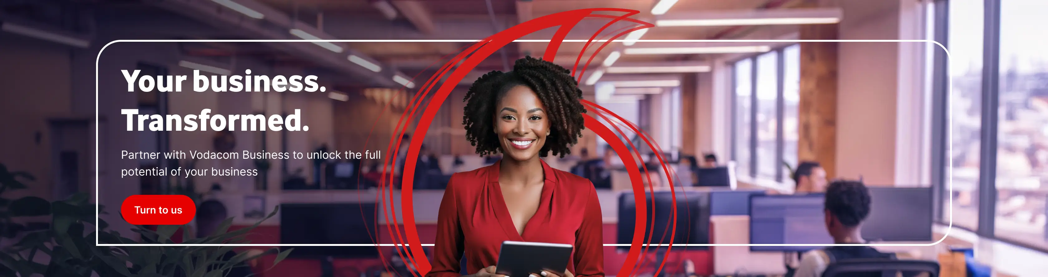 A woman holding a tablet