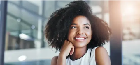 A women smiling