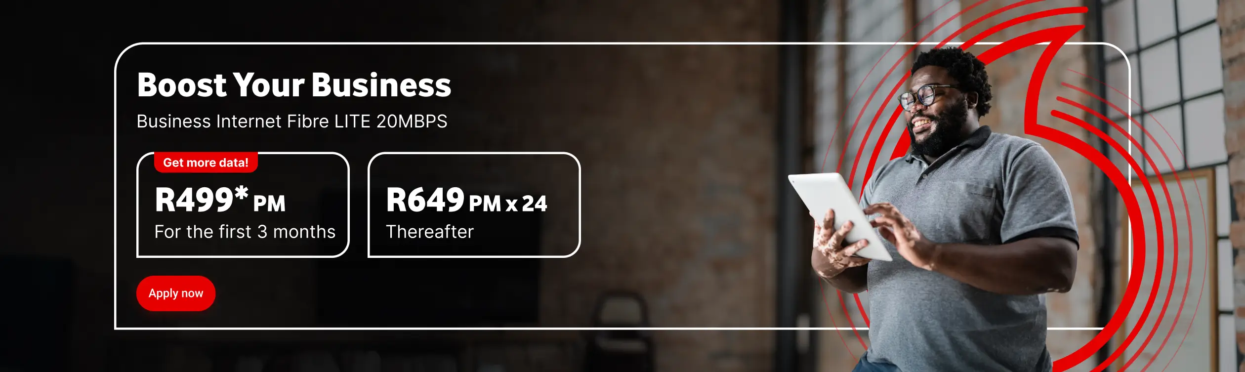 Business Fibre Lite 20MBPS from R499 pm for first 3 months