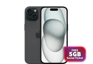 Apple iPhone 15 128GB + Free 5GB Social Ticket