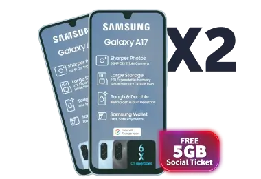2 x Samsung Galaxy A17 + Free 5GB Social ticket