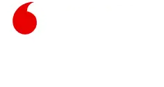 Red Vodacom speech mark icon with "Further Together" branding.