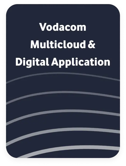 Vodacom Multicloud and Digital Application category card on dark blue background