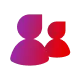 Users profile icon representing a team or community with purple and red gradient