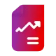 Stylized document icon containing an upward-trending line graph, featuring a purple-to-red color gradient.