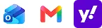 Outlook, gmail and Yahoo mail Icons