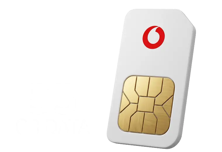 white Vodacom SIM card with  55GB 