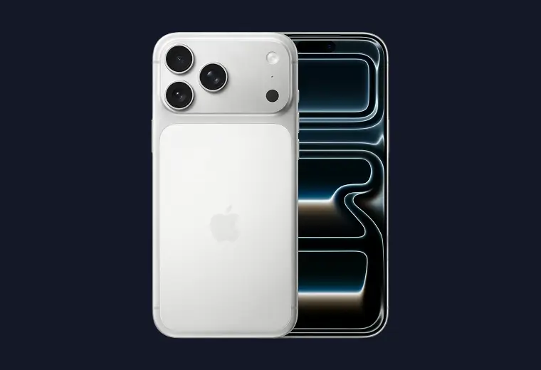 White Apple iPhone showing the front screen and rear multi-camera module.
